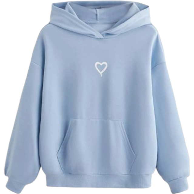 Teen Flickor Hjärttryck Ficka Framtill Hoodie - Babyblå (8-9Y,10-11Y,12-13Y,14Y)
