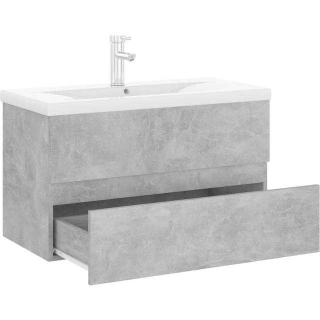 vidaXL Sink Cabinet with Built-in Basin Concrete Grey Engineered Wood