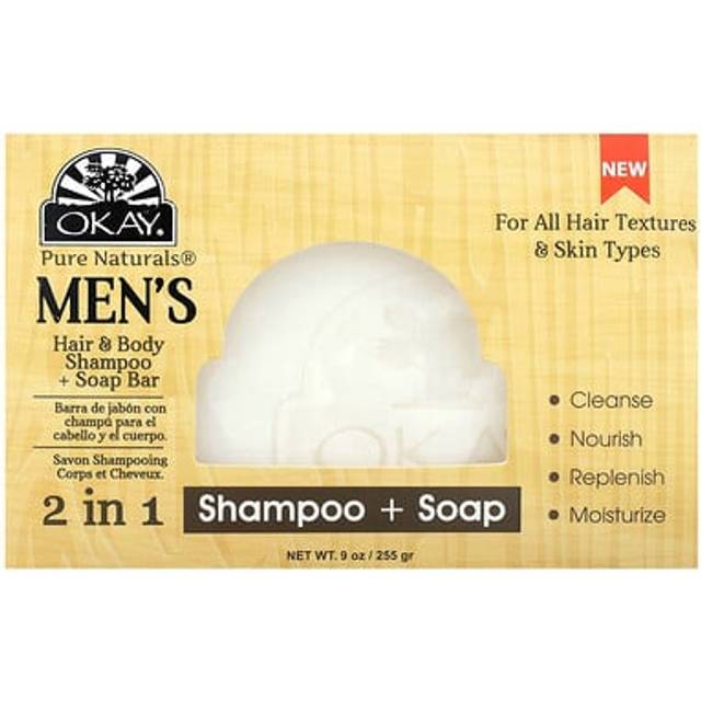 Okay Pure Naturals, Men's 2 in Shampoo + Soap, 1 Bar Soap, 9 oz (255 g)