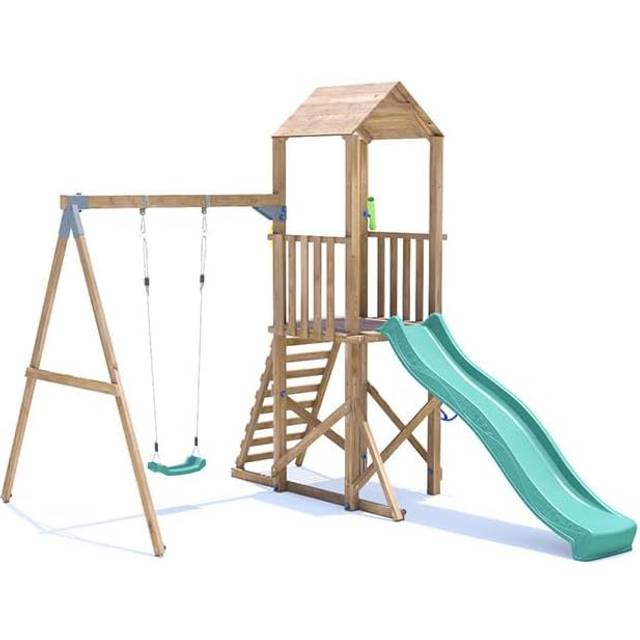 SquirrelFort Climbing Frame with Single Swing, High Platform & Slide