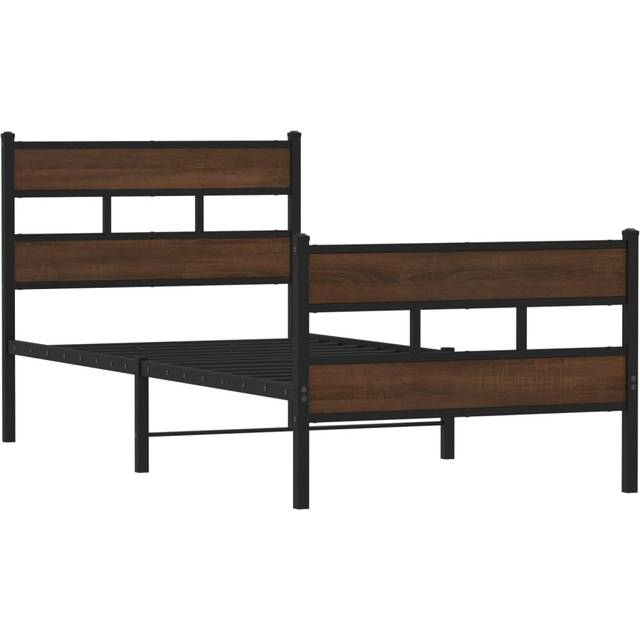 vidaXL Bed Frame without Mattress with Headboard and Footboard 75x190 cm Small Single - Brown
