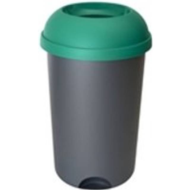 Open Top Bin; 50L; Grey Body; Green Lid; Plastic