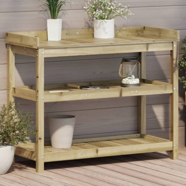 vidaXL Potting Table with Shelves 108x45x86.5 cm Impregnated Wood Pine - Brown