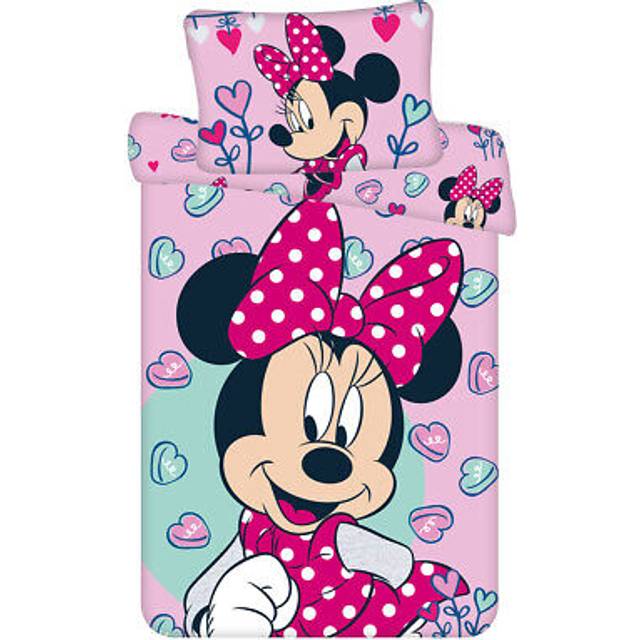 Disney Minnie Mouse Pink Baby Bed Linen Set, 100 x 135 cm Duvet + 40 x 60 cm Pillow, 100% Cotton with Zip