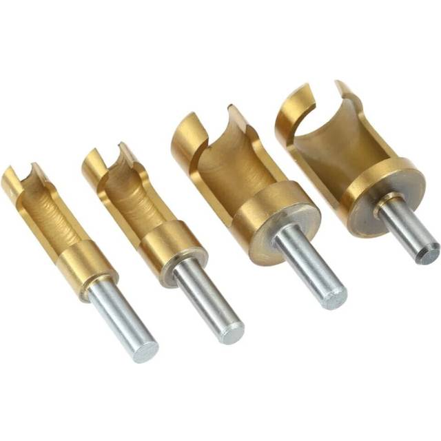 4pcs 6/10/13/16mm Round Shank Titanium Coated Tenon Plug Cutters Wood Plug Hole Cutter