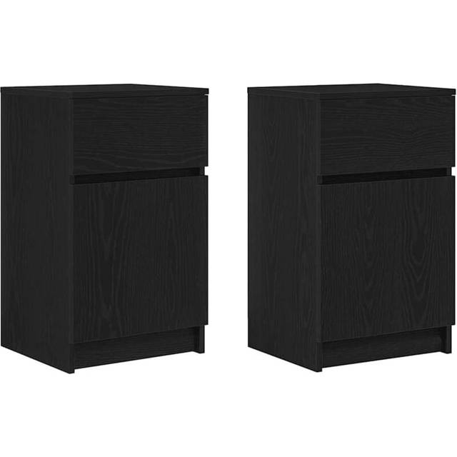 vidaXL Bedside Cabinets 2 pcs Black 39x35x65 cm Engineered Wood