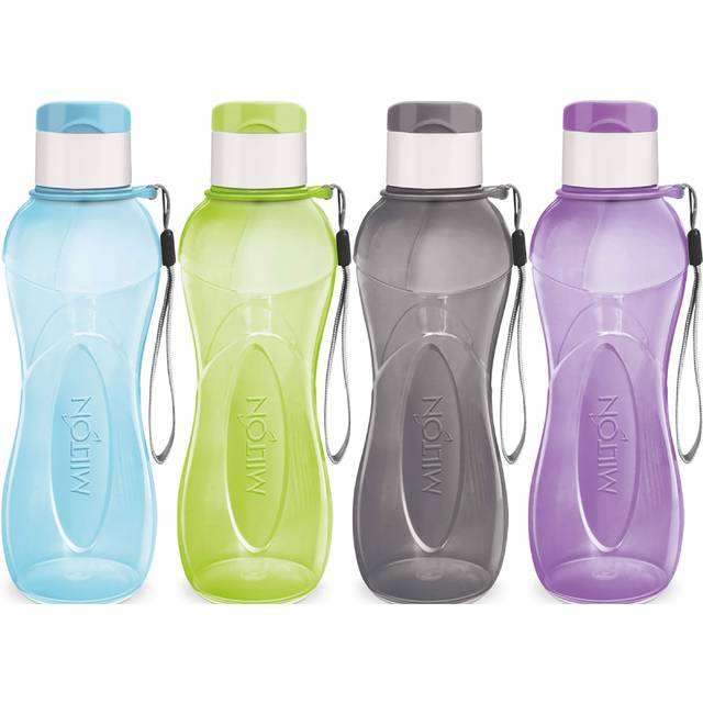 Milton Water Bottles  Reusable Water Bottle 4 Pack  Wide Mouth Reusable Bottle  Plastic Water Bottles 25oz with Carry Strap  Leakproof BPA