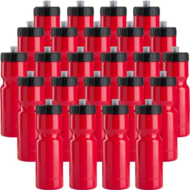 50 Strong Bulk Water Bottles 24 Pack Sports Bottle 22 oz BPA-Free Easy Open with Pull Top cap Made in USA Reusable Plastic Water Bottles for Adults