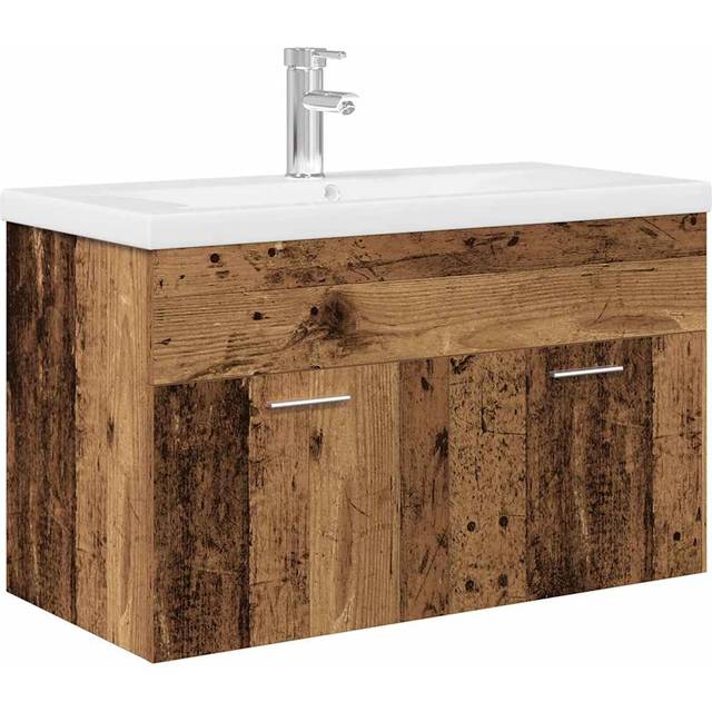 vidaXL Sink Cabinet with Built-in Basin Old Wood Engineered Wood - Brown
