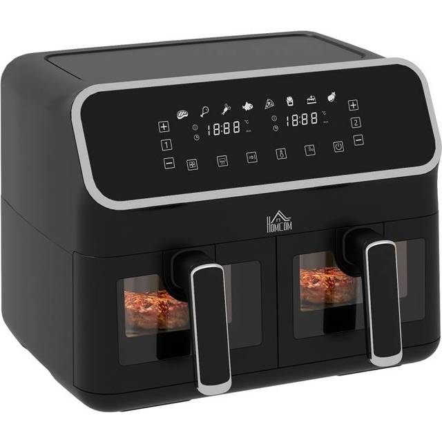 HOMCOM Dual Zone Air Fryer 8L Double Air Fryer with SYNCFinish 2700W Silver