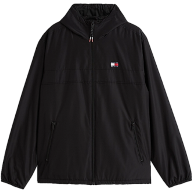 Lightweight Zip-Up Jacket with Hood - Black - XL