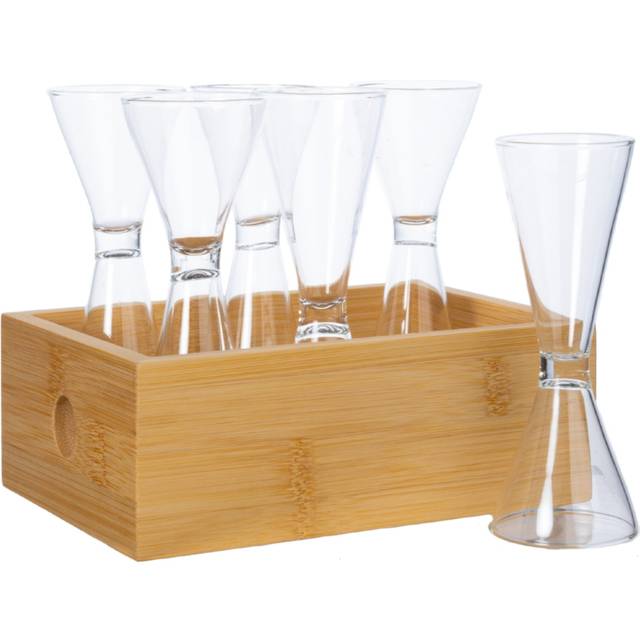 Sagaform - Nature Snapsglas Med Bambubox 6-pack - Klar