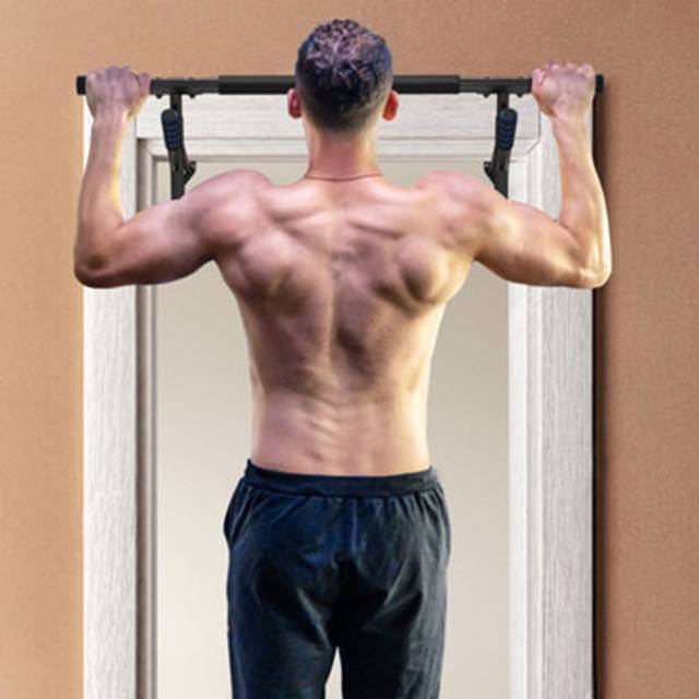 SPORTNOW Pull-Up Bar Doorway Push Up Stand w/ Resistance Bands - Blue - 100L x 50W x 27Hcm | TJ Hughes