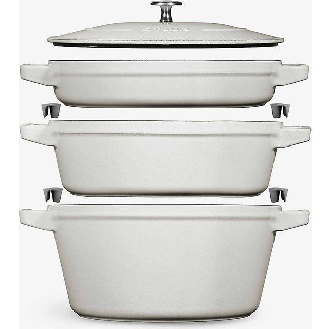 Staub Stackable 3 Piece Pot Set / White Truffle