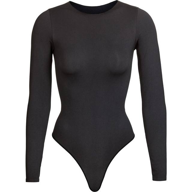 Essential Smoothing Long-Sleeve Thong Bodysuit - ONYX - XX-Large / 3X-Large