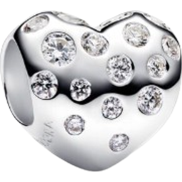 Pandora Sterling Silver Lab-grown Diamond Heart Charm - Sterling silver / Lab-grown diamond - Clear - one size