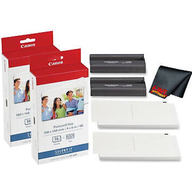 "Canon KP-36IP Color Ink and Photo Paper Set 4""""""""x 6"""""""" for CP Selphy Printers (72 Sheets) with Microfiber Cleaning Cloth"