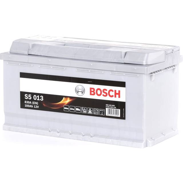 Bosch S5 013 Autobatterie 100 Ah - 830 A - 12 V, Blei-Säure-Batterie für Fahrzeuge ohne Start-Stopp-Automatik - Polarität: links - rechts +, 353 x 175 x 190 mm - für Kfz mit hohem Strombedarf