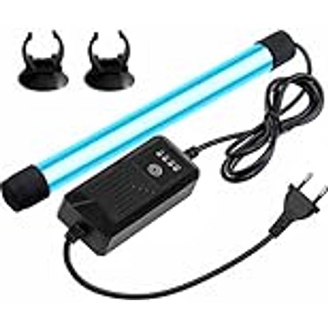 Akvarium UV-sterilisator, 9 W blått akvarium rent ljus med timer, längd UV sterilisator ljus, lampor bakterier döda för undervattenssterilisering algborttagning deodorisering (EU plug)