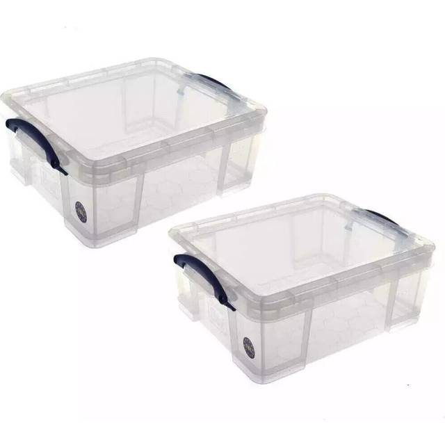 Really Useful Storage Box 18 Litre Pack of 2, Clear