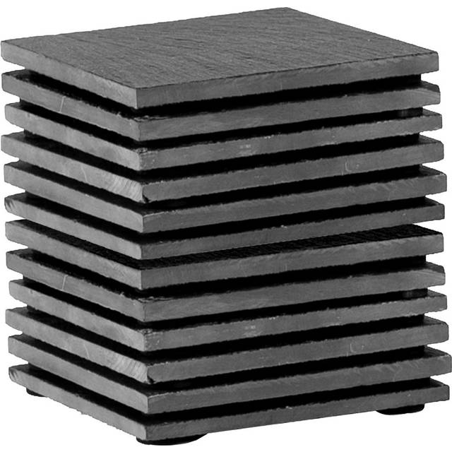 Argon Tableware Linea Square Slate Coasters - 10cm - Pack of 12 - Black (3.9cm W X 3.9cm D)