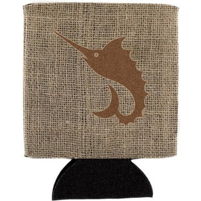 Fish - Sword Fish Burlap and Brown Can or Bottle Beverage Insulator Hugger BB1097