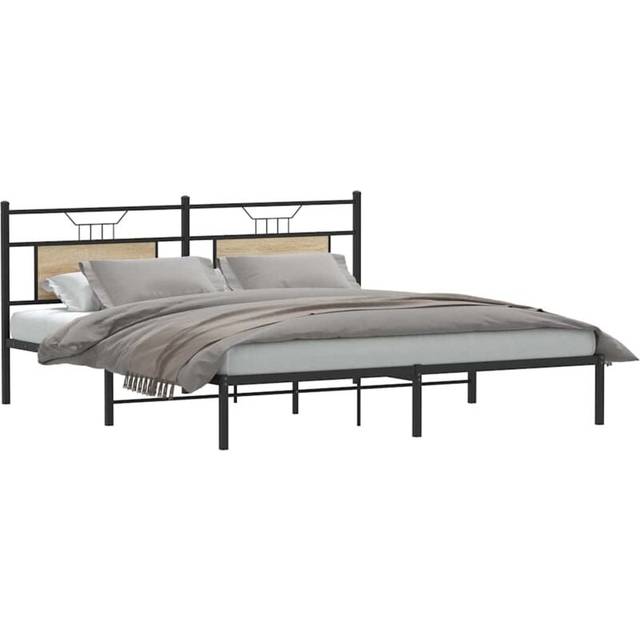 vidaXL Bed Frame without Mattress Sonoma Oak 160x200 cm Engineered Wood - Brown