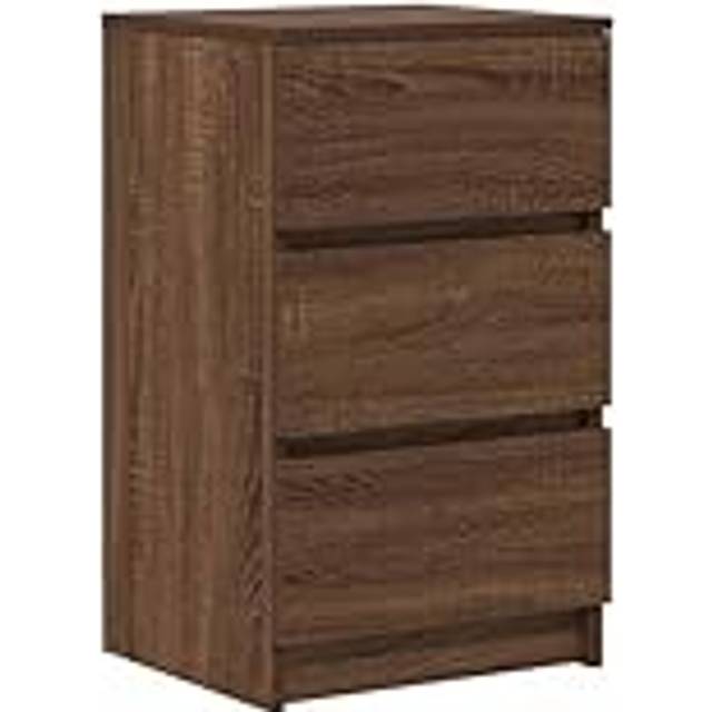 vidaXL Bedside Cabinet with 3 Drawers Brown Oak 39x35x65 cm