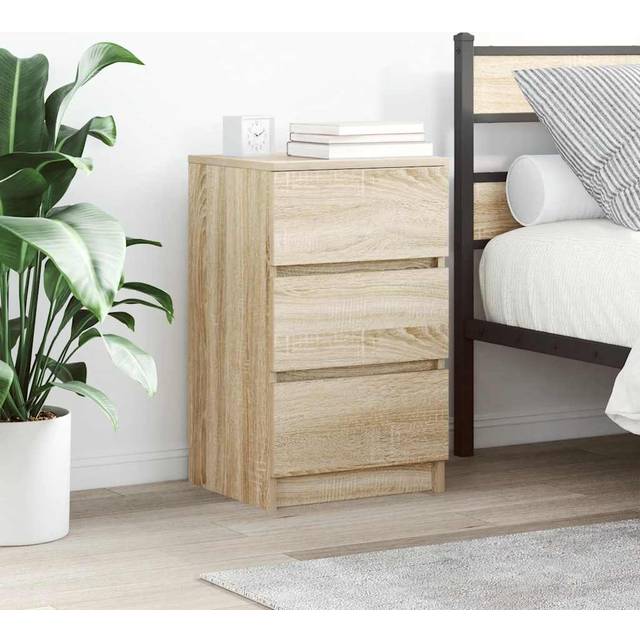 vidaXL Bedside Cabinets with 3 Drawers 2 pcs Sonoma Oak 39x35x65 cm - Brown