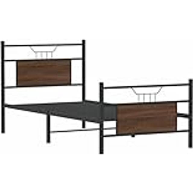 vidaXL Bed Frame without Mattress Brown Oak 75x190 cm Small Single Engineered Wood