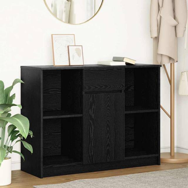 vidaXL Sideboard with Drawer Black Oak 101x35x76 cm Engineered Wood