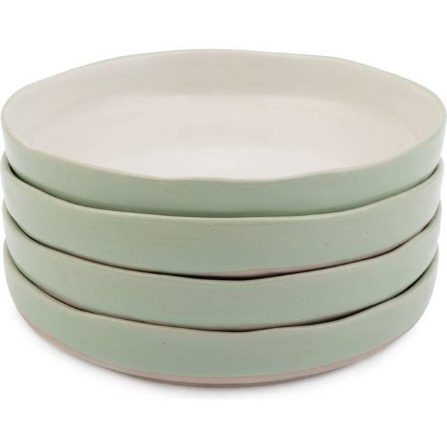 Jamie Oliver Big Love Stoneware Dishy Bowls, Set of 4, 22cm, White/Green