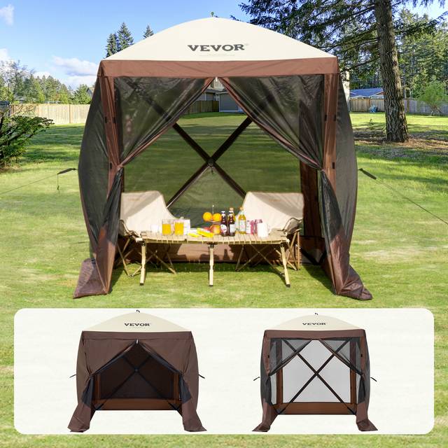 Pop Up Gazebo Tent, Pop-Up Screen Tent 4 Sided Canopy Sun Shelter with 4 Removable Privacy Wind Cloths & Mesh Windows, 6x6FT Quick Set Screen Tent