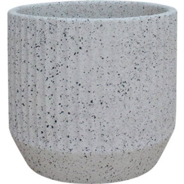 Verve Painted Cream Ribbed Clay Plant Pot (Dia) 19Cm, (H)18Cm - One Size