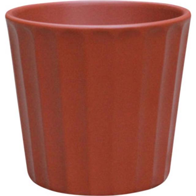 Verve Painted Sunburn Ribbed Clay Plant Pot (Dia) 11Cm, (H)10Cm - One Size