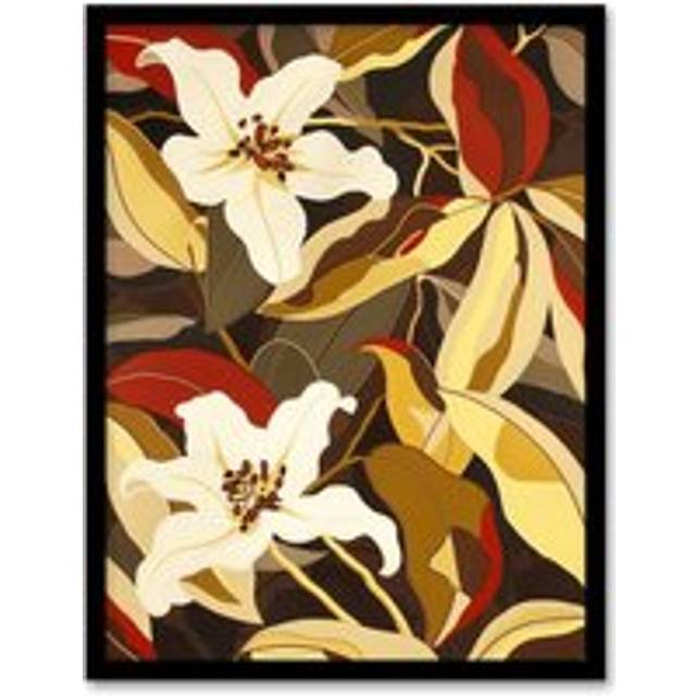White Lily Flower Autumn Dream Floral Fever Framed Art Print - Yellow - A4