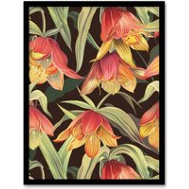 Wall Art Print Crown Imperial Flower Blooms Plant Floral Design Art Framed Poster - Black - A4