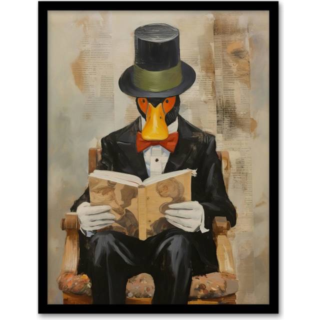 Wall Art Print Formal Duck Story Make Way For Ducklings Fairy Tale Childrens Book Artwork Painting Art Framed - Black - A4