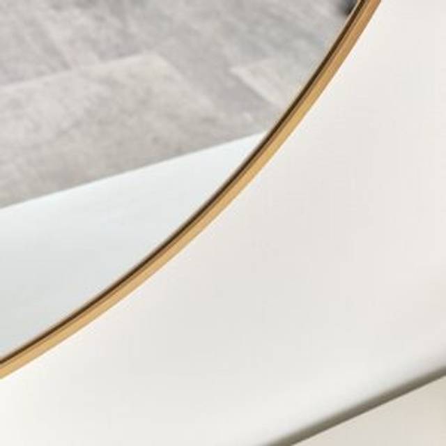 Large Round Gold Wall Mirror - 80cm x 80cm Material: Mirrors