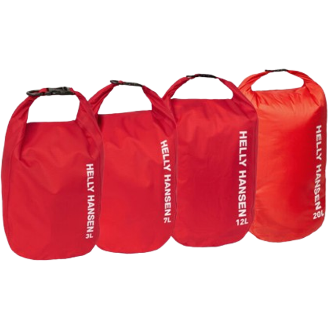 Drybag set / vattentäta packpåsar Helly Hansen Light Alert Red, 70D, 3/7/12/20 liter, 4-pack