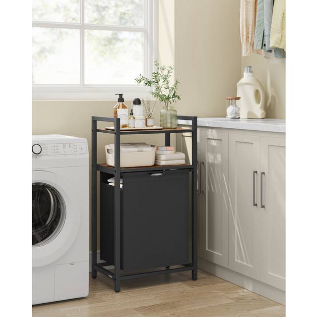 Metal Laundry Basket with Handles - Black (92cm H X 50cm W X 33cm D)