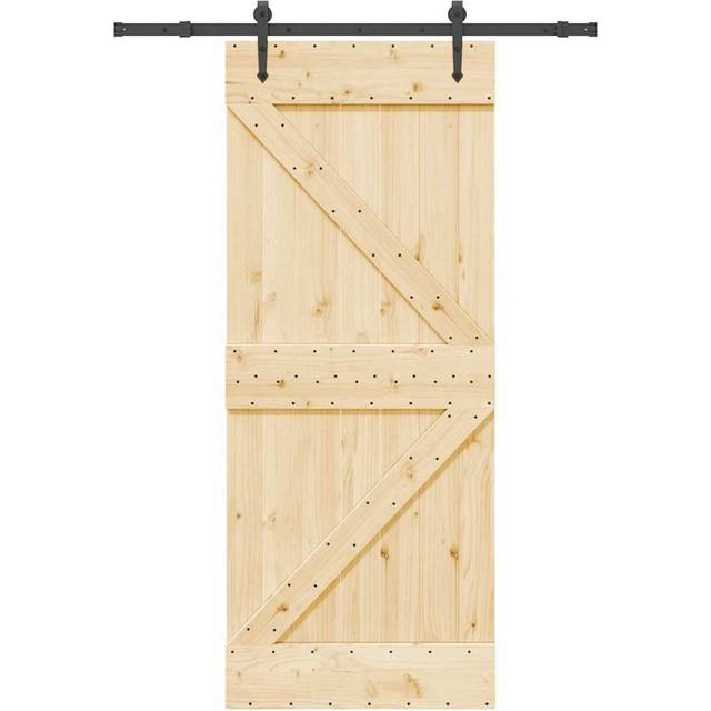 Skjutdörr med beslag 85x210 cm massiv furu