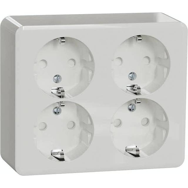 Vägguttag Exxact 4-Vägs Skruvlös Jord 16A 250V IP21 Vit Schneider Electric
