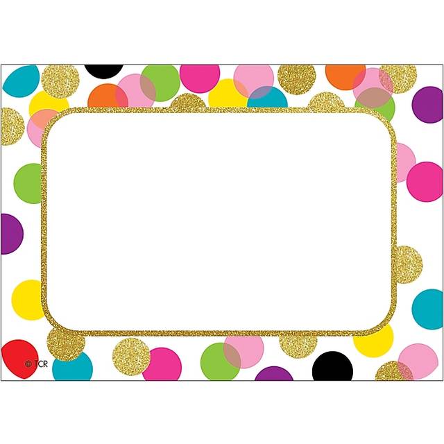 Teacher Created Resources Confetti Name Tags/Labels  36 Per Pack  6 Packs