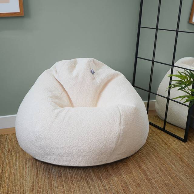 Polyester Refillable Classic Bean Bag - Cream (Large)