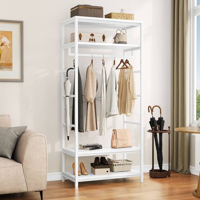 Bomer Hall Tree 80 W with Shoe Storage - White (180cm H X 80cm W X 44.5cm D)