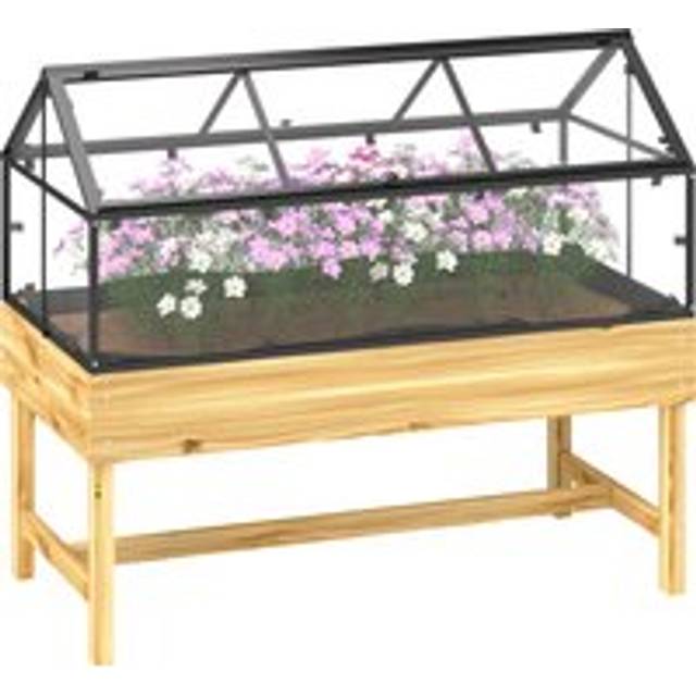 Outsunny 60 X 120cm Raised Garden Bed With Wooden Base - Natural