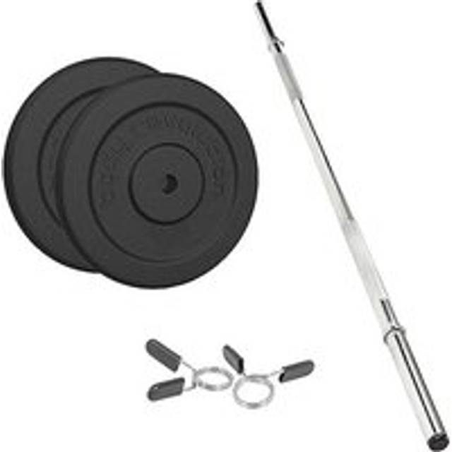 MonsterShop 1.2m 1 inch Barbell and Cast Iron Weight Plate Set 2.5kg 2 Pack - Black - 5.0 cm x 120.0 cm x 5.0 cmcm