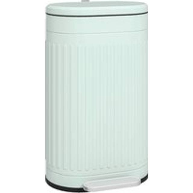 HOMCOM 30 Litre Pedal Bin, Fingerprint Proof Kitchen Bin with Soft-close Lid, Metal Rubbish Bin w/ Foot Pedal and Removable Bucket, Light Green