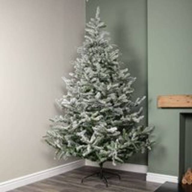 8ft (2.4m) Snowy Green & White Everlands Liberty Spruce Christmas Tree with Metal Stand